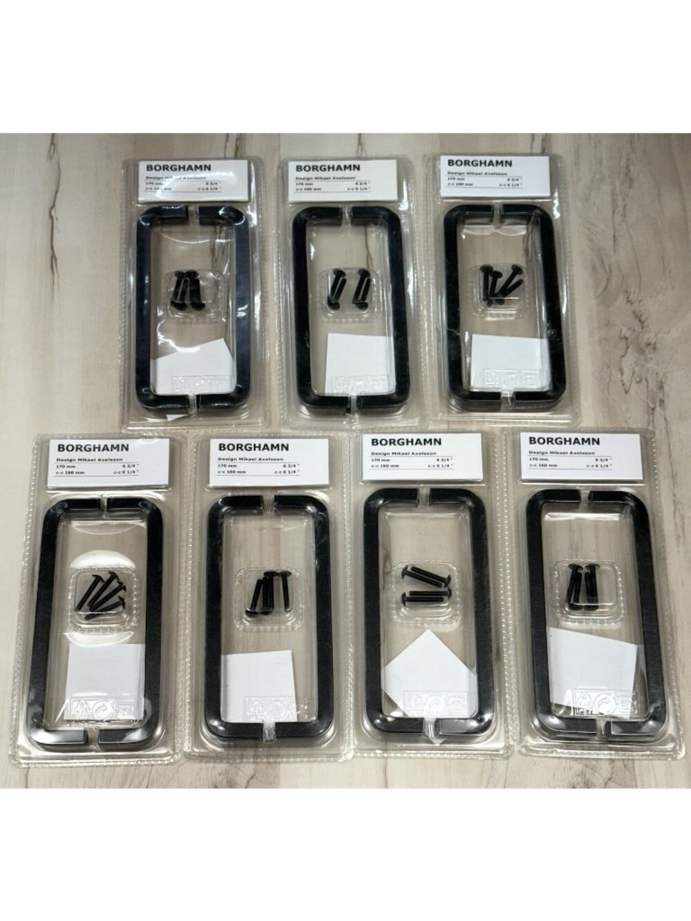 Lot 14 IKEA 6-3/4" Matte Black Bent Steel BORGHAMN Cabinet Pulls 203.160.46 NIP